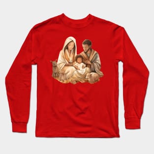 Watercolor Nativity Scene Long Sleeve T-Shirt